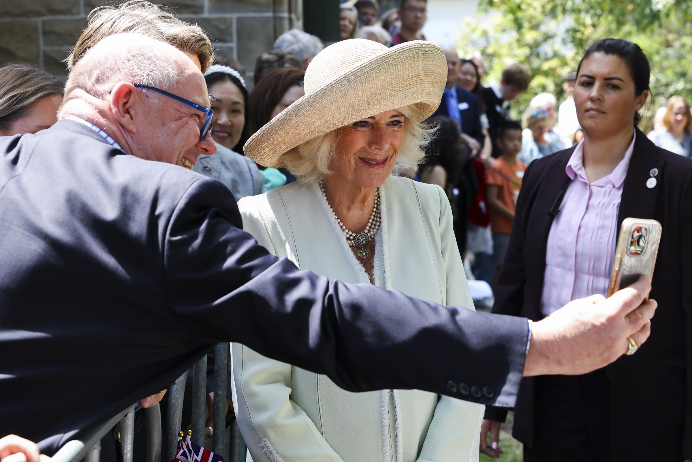 Queen Camilla greets supporters at St. Thomas's Anglican Church on October 20, 2024, in Sydney, Australia. | Source: Getty Images