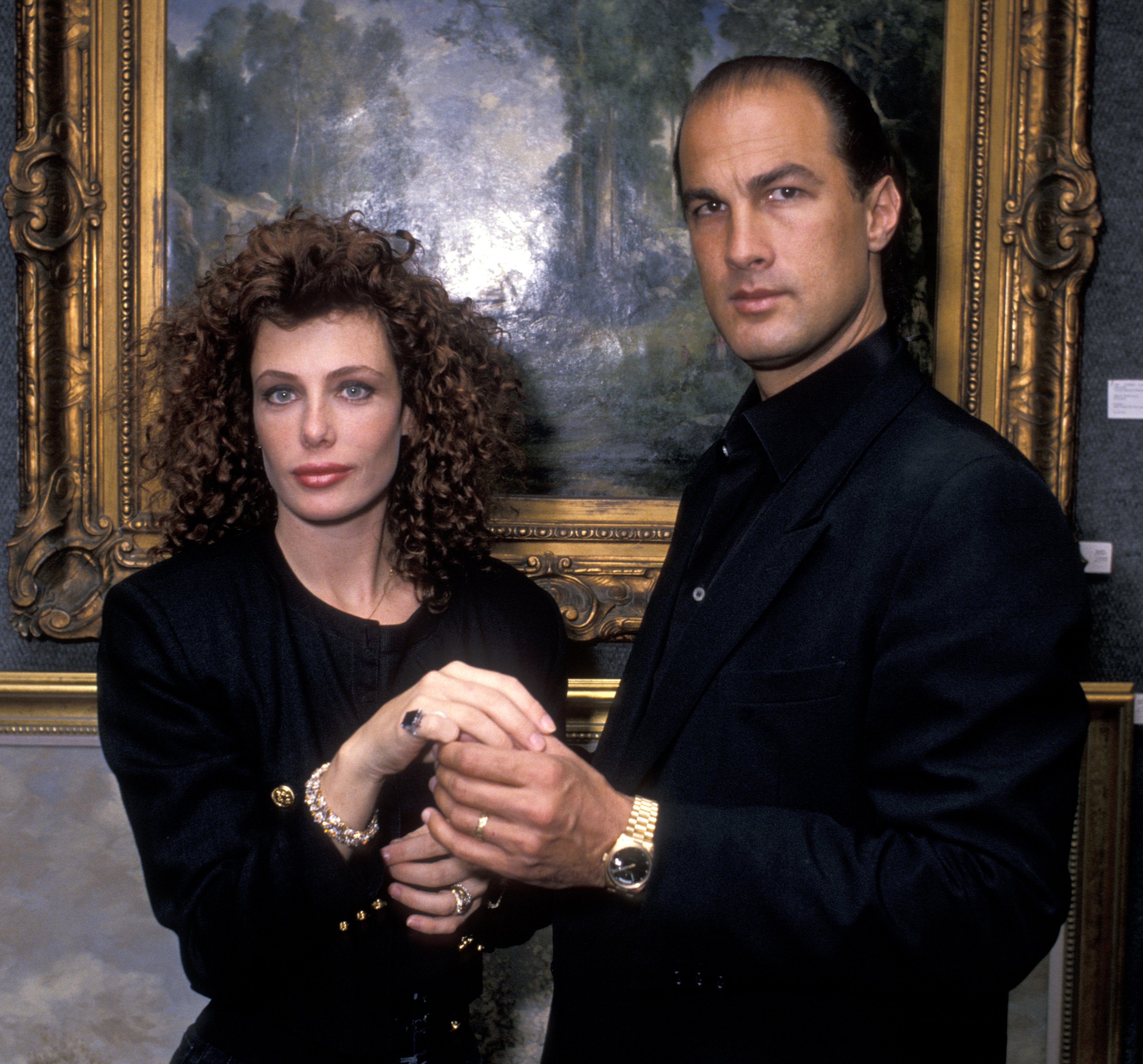 Model Kelly LeBrock and Steven Seagal pictured at Butterfield's on November 3, 1988 in Los Angeles, California. / Source: Getty Images