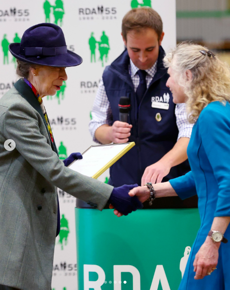 Princess Anne engaging with RDA participants and volunteers at the Riding for the Disabled Association (RDA) National Championships, posted on July 13, 2024 | Source: Instagram/theroyalfamily