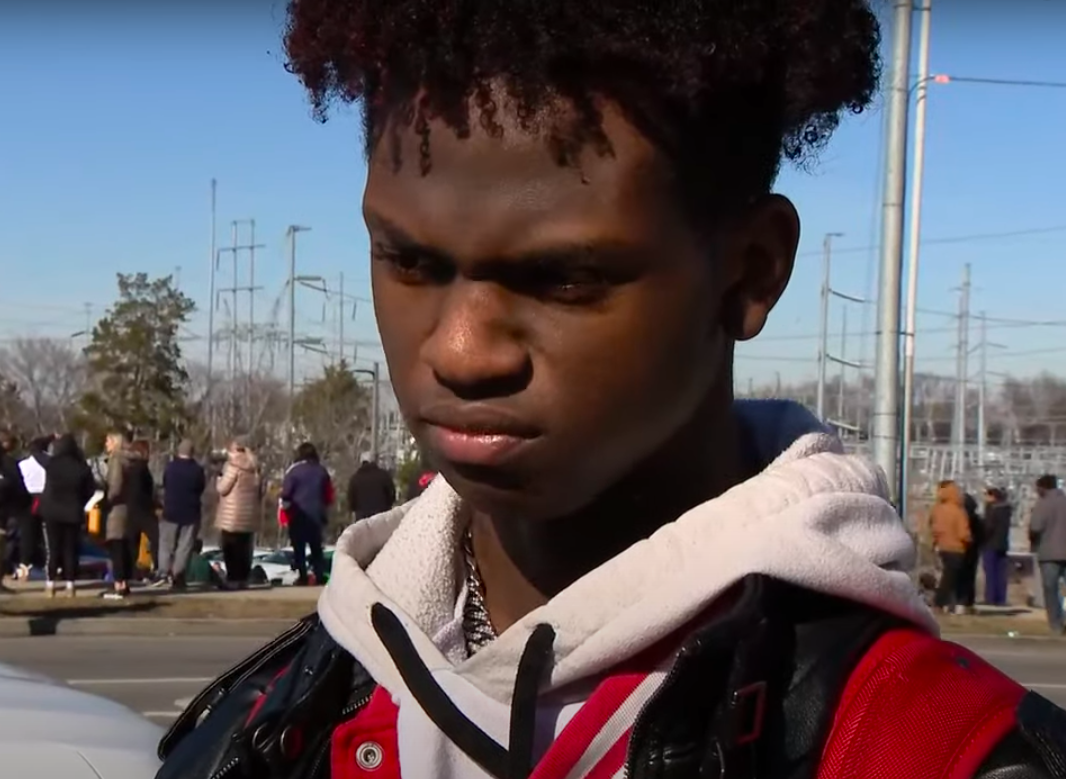 The male student describing what he saw in the cafeteria. | Source: YouTube/CBS Austin