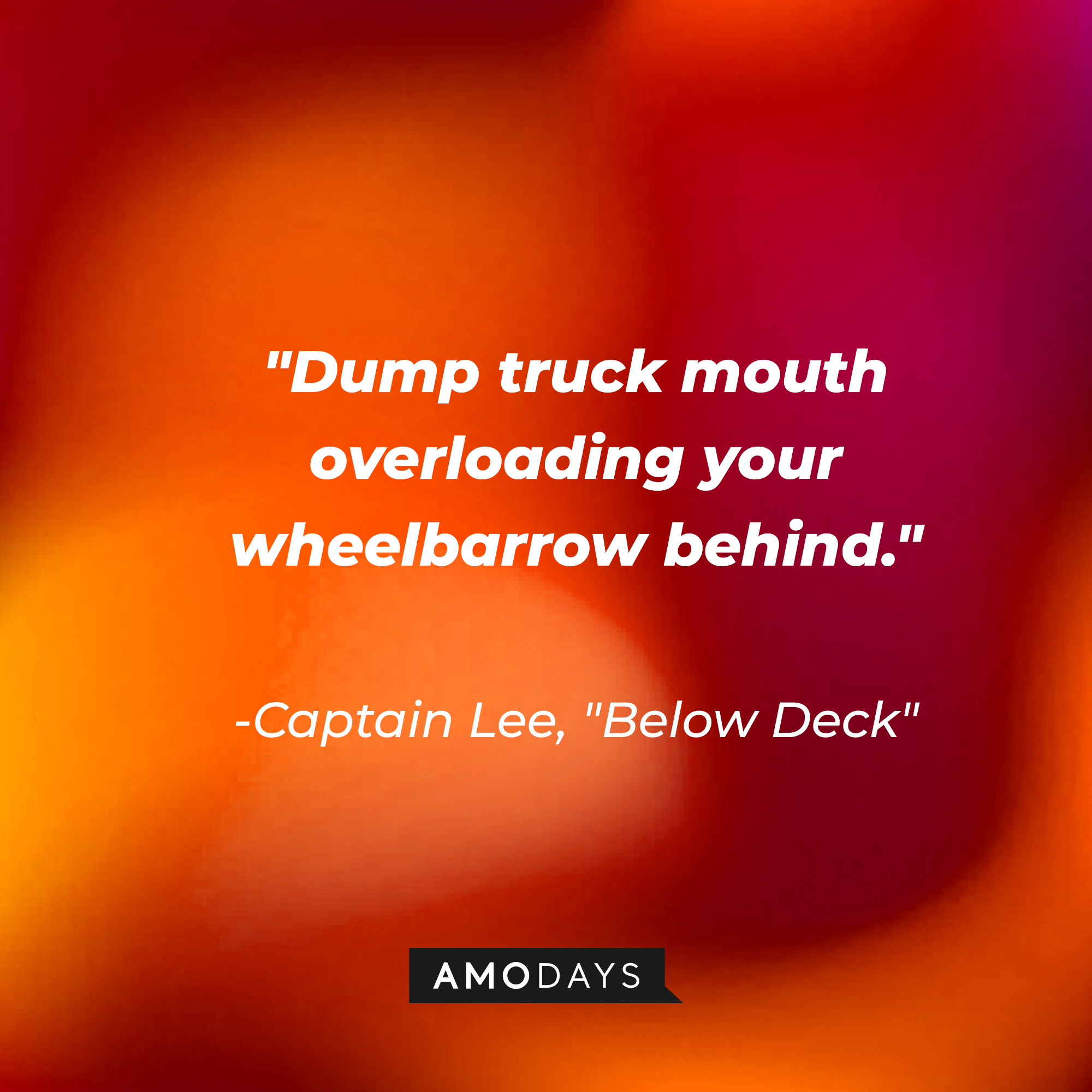 Captain Lee's quote from "Below Deck:" "Dump truck mouth overloading your wheelbarrow behind." | Source: AmoDays