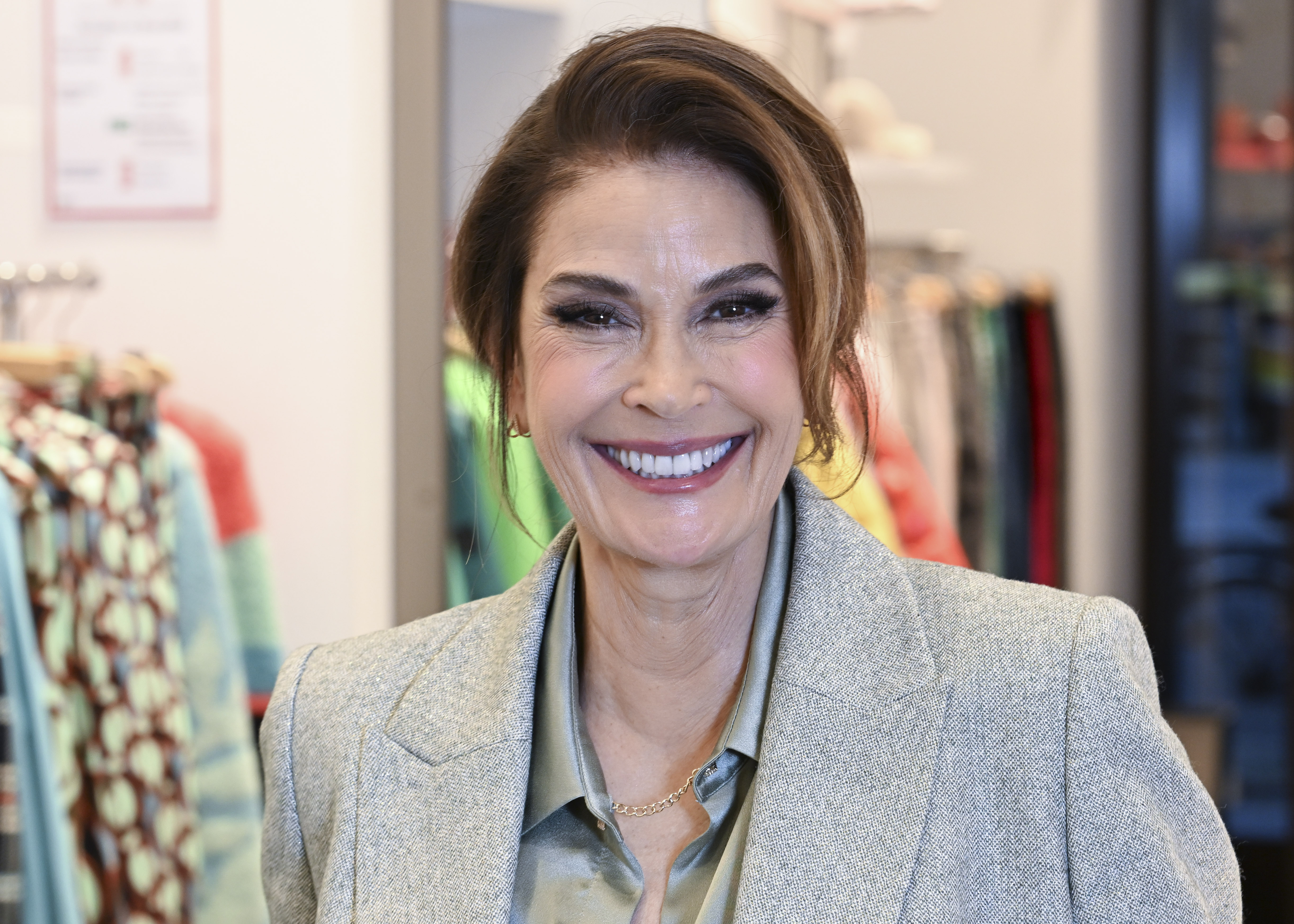 Teri Hatcher during an interview at the Berlin Fashion Week on February 6, 2024 | Source: Getty Images