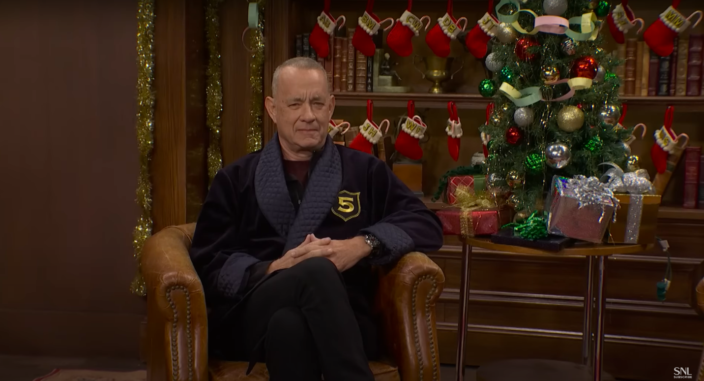 Tom Hanks performing in the "SNL" skit about Martin Short's induction into a club, posted on December 22, 2024 | Source: YouTube/Saturday Night Live