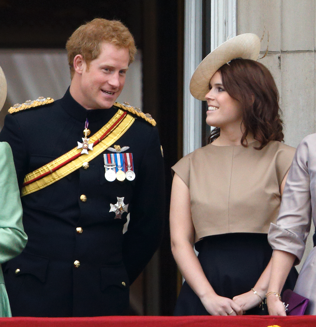 Prince Harry and Princess Eugenie on the balcony of Buckingham Palace during Trooping the Color on June 13, 2015 in London, England. | Source: Getty Images