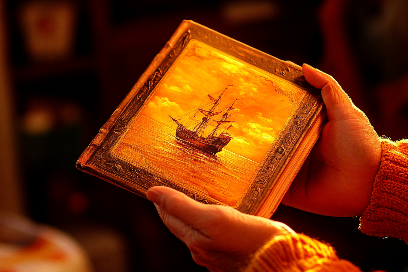 A book with a ship on the cover | Source: Midjourney