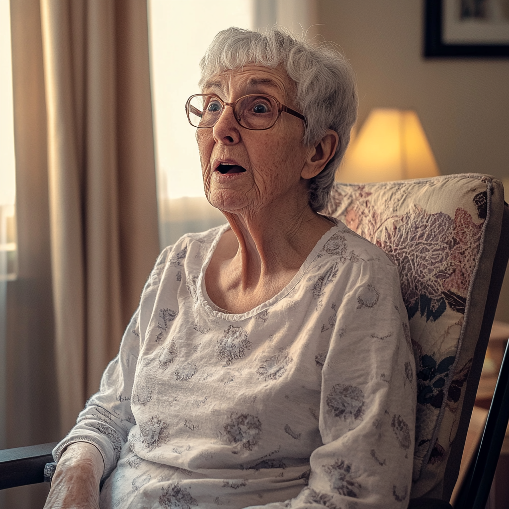 A surprised elderly woman | Source: Midjourney