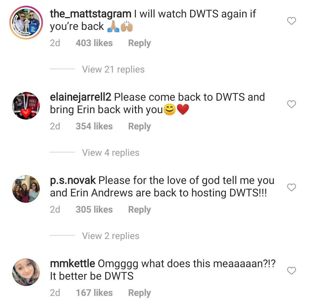 Screenshot of comments left on Tom Bergerson's Instagram post. | Source: instagram.com/tombergeron/