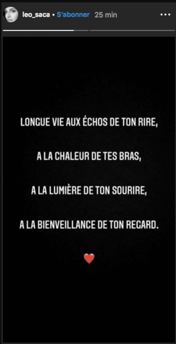 Eléonore Sarrazin rend un hommage à Ariane Carletti. | Photo : Instagram/leo_saca Eléonore Sarrazin rend un hommage à Ariane Carletti. | Photo : Instagram/leo_saca