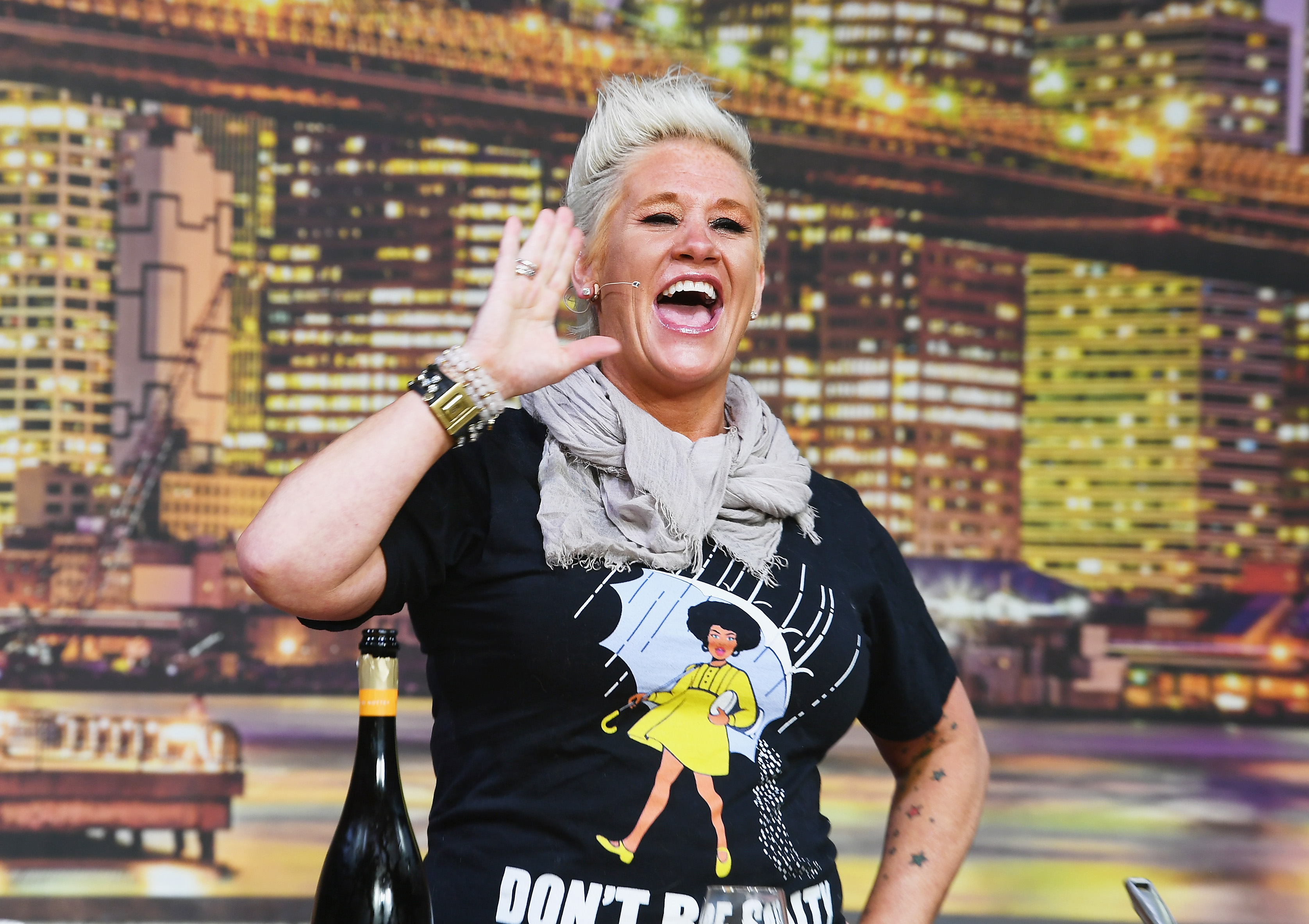 Chef Anne Burrell speaks onstage at Pier 94 on October 13, 2018 | Source: Getty Images