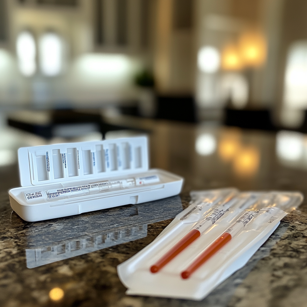 A home DNA kit on a counter | Source: Midjourney