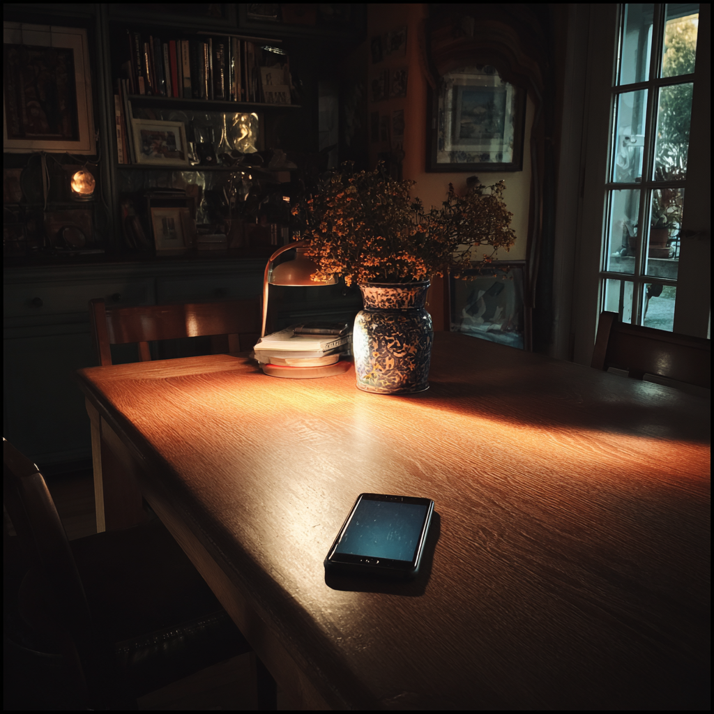 A cellphone on a table | Source: Midjourney