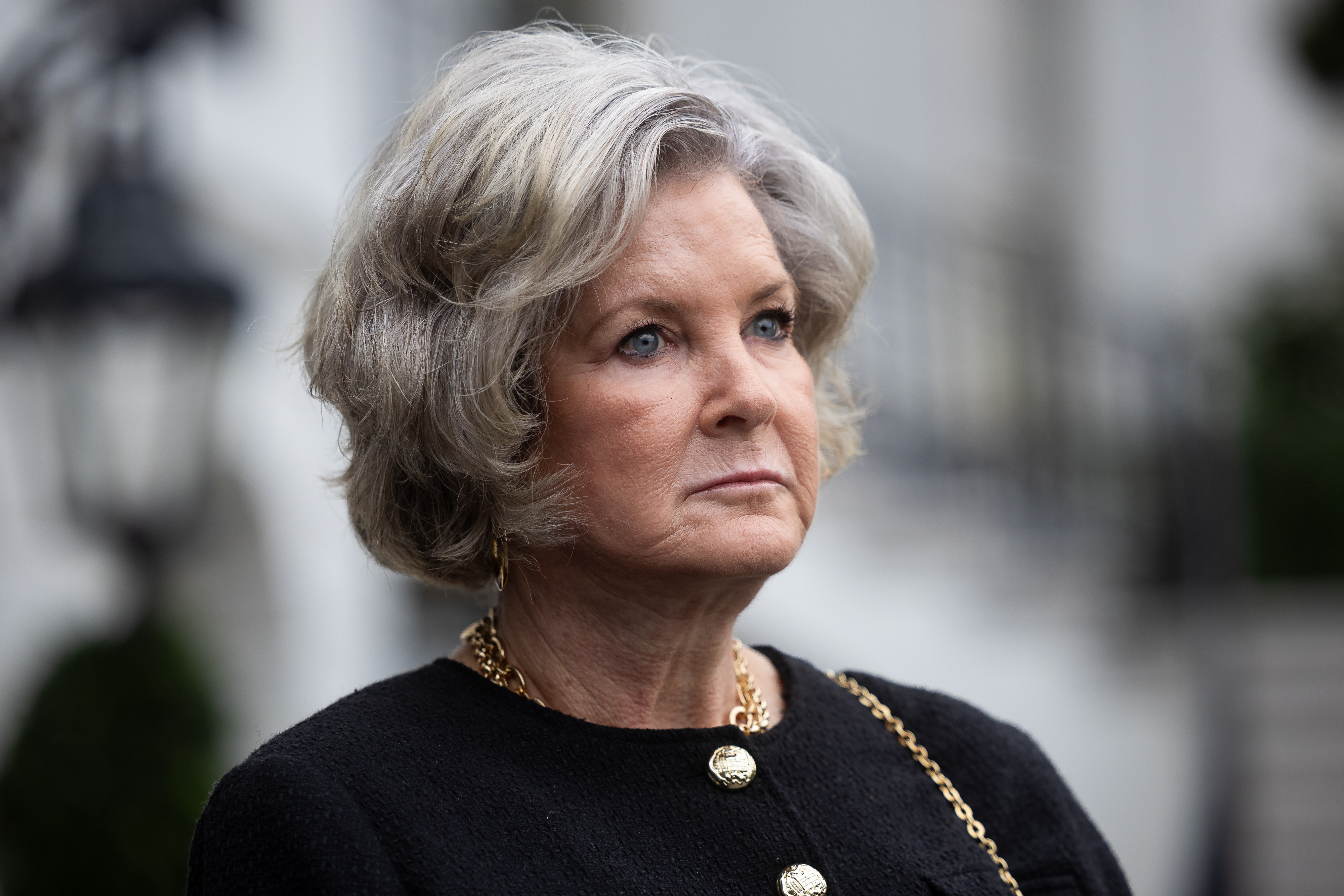 Susie Wiles stands on the South Lawn before President Donald Trump departs the White House for Virginia, on September 30, 2025 | Source: Getty Images
