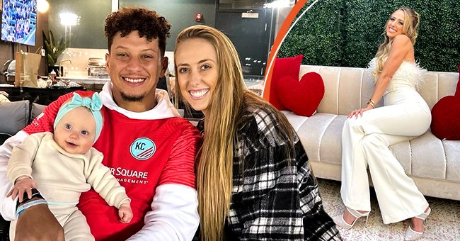 Patrick Mahomes, his fiancee, Brittany Matthews and their daughter, Sterling Skye, posed for an Instagram photo, 2021 [Left] Matthews pictured in a new Instagram photo, 2021 [Right] | Photo: Instagram/brittanylynne