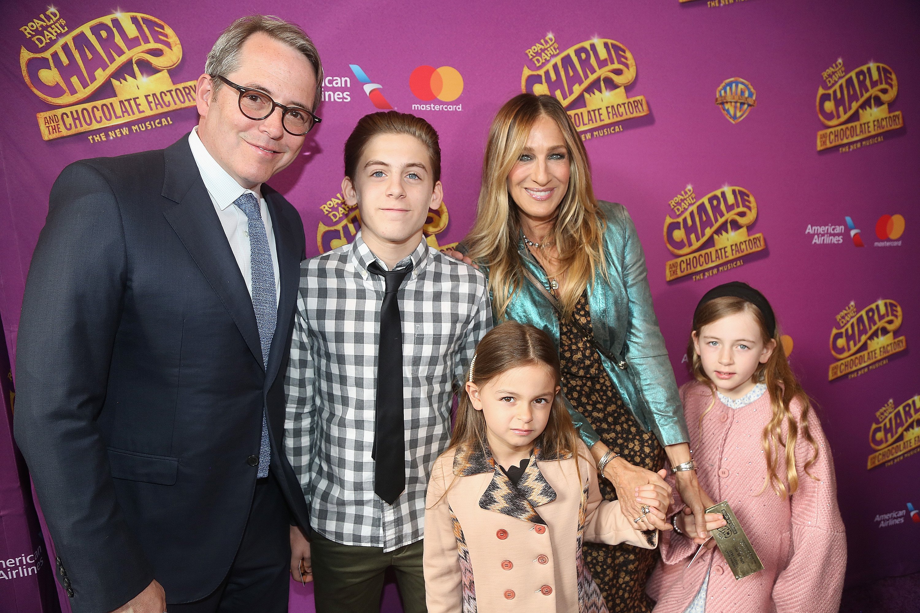 Matthew Broderick, James Wilkie Broderick, Tabitha Hodge Broderick, Sarah Jessica Parker and Marion Loretta Broderick on April 23, 2017 in New York City. | Source: Getty Images