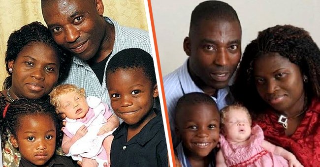 [Left] Ben and Angela Ihegboro pictured with Nmachi and their two sons. [Right] Angela and Ben pictured with Nmachi and their older son. | Photo: twitter.com/Gidi_Traffic