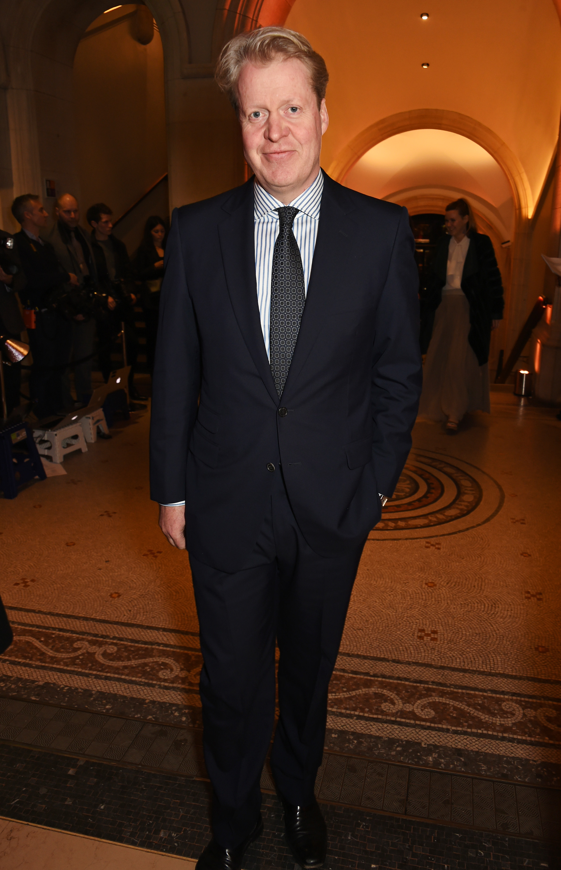 Charles Spencer, 9th Earl Spencer at a private viewing of "Vogue 100: A Century of Style" in London, England on February 9, 2016 | Source: Getty Images
