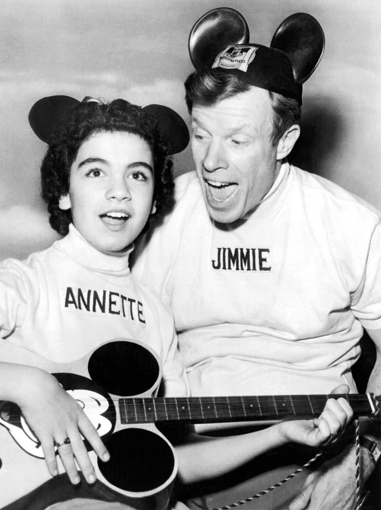Annette Funicello and Jimmie Dodd on "The Mickey Mouse Club" Hollywod, California, May 1956. | Source: Getty Images