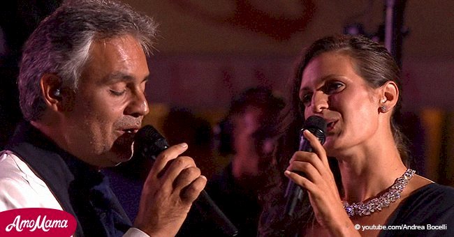 Andrea Bocelli's beautiful wife joined him on stage and their duet is pure gold