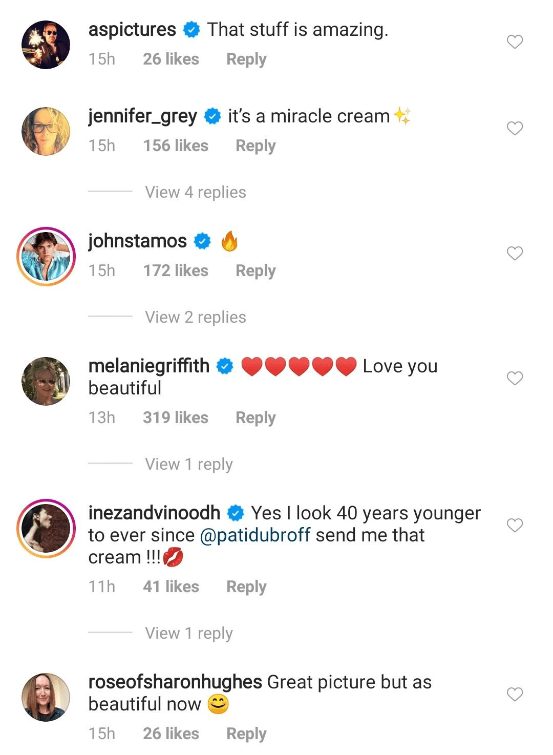 Screenshot of comments from the picture shared by Jamie Lee Curtis on Instagram on July 8, 2020. Photo: Instagram/curtisleejamie