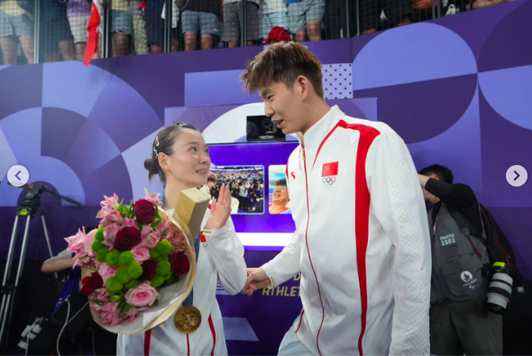 Huang Ya Qiong and Liu Yuchen during their engagement at the Paris Olympics, posted on August 3, 2024 | Source: Instagram/hyq28