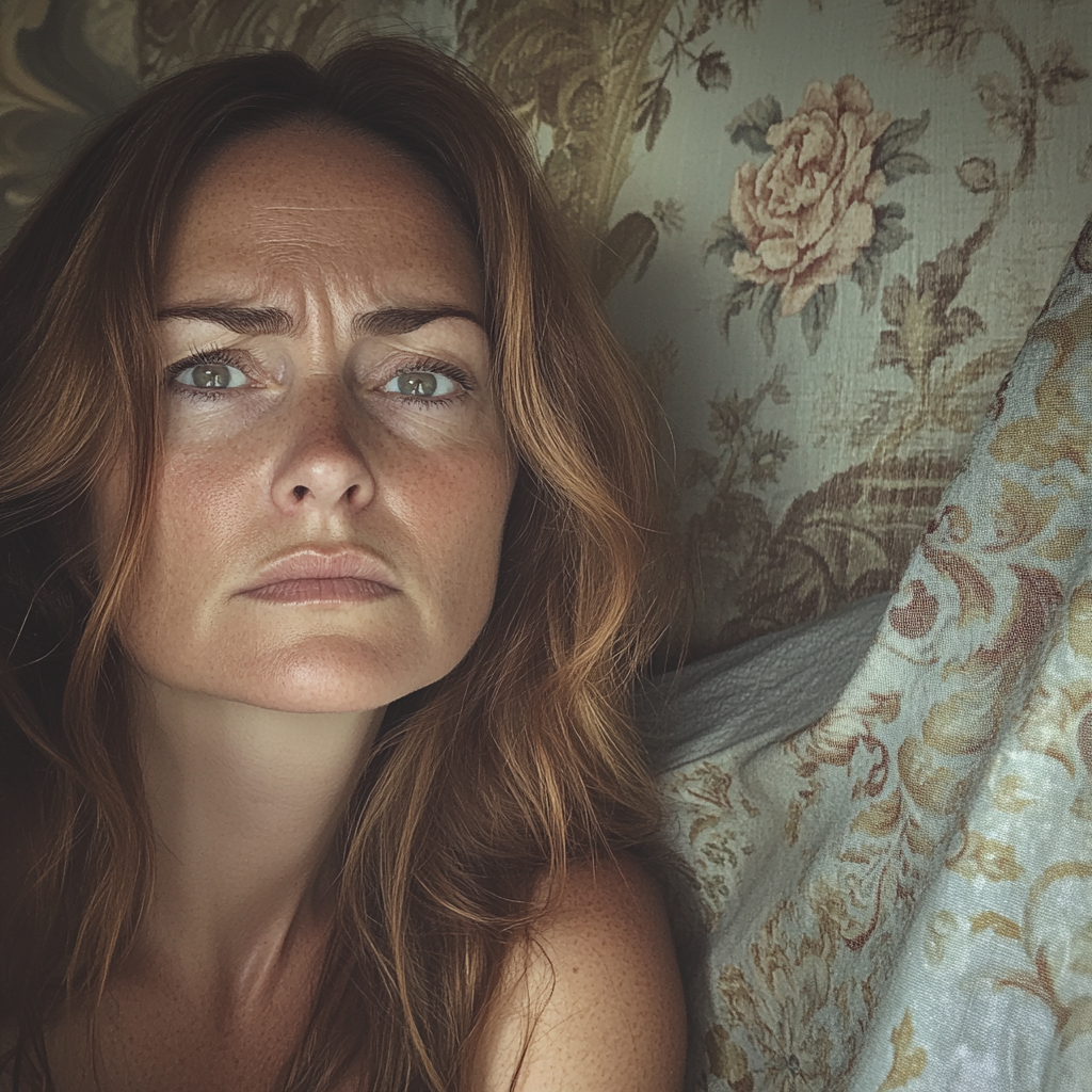 A close up of an upset woman | Source: Midjourney