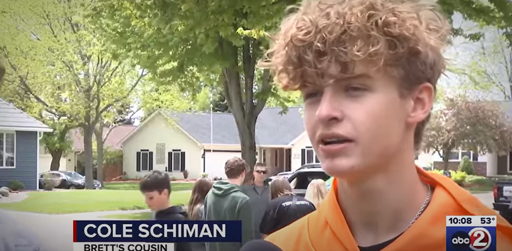 Cole Schiman talking about Brett Jedwabny at the latter's homecoming in a post dated May 25, 2025 | Source: YouTube/WBAY TV-2 | Green Bay, WI