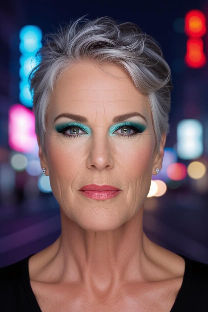 An AI-generated image of Jamie Lee Curtis with full glam. | Source: Grok
