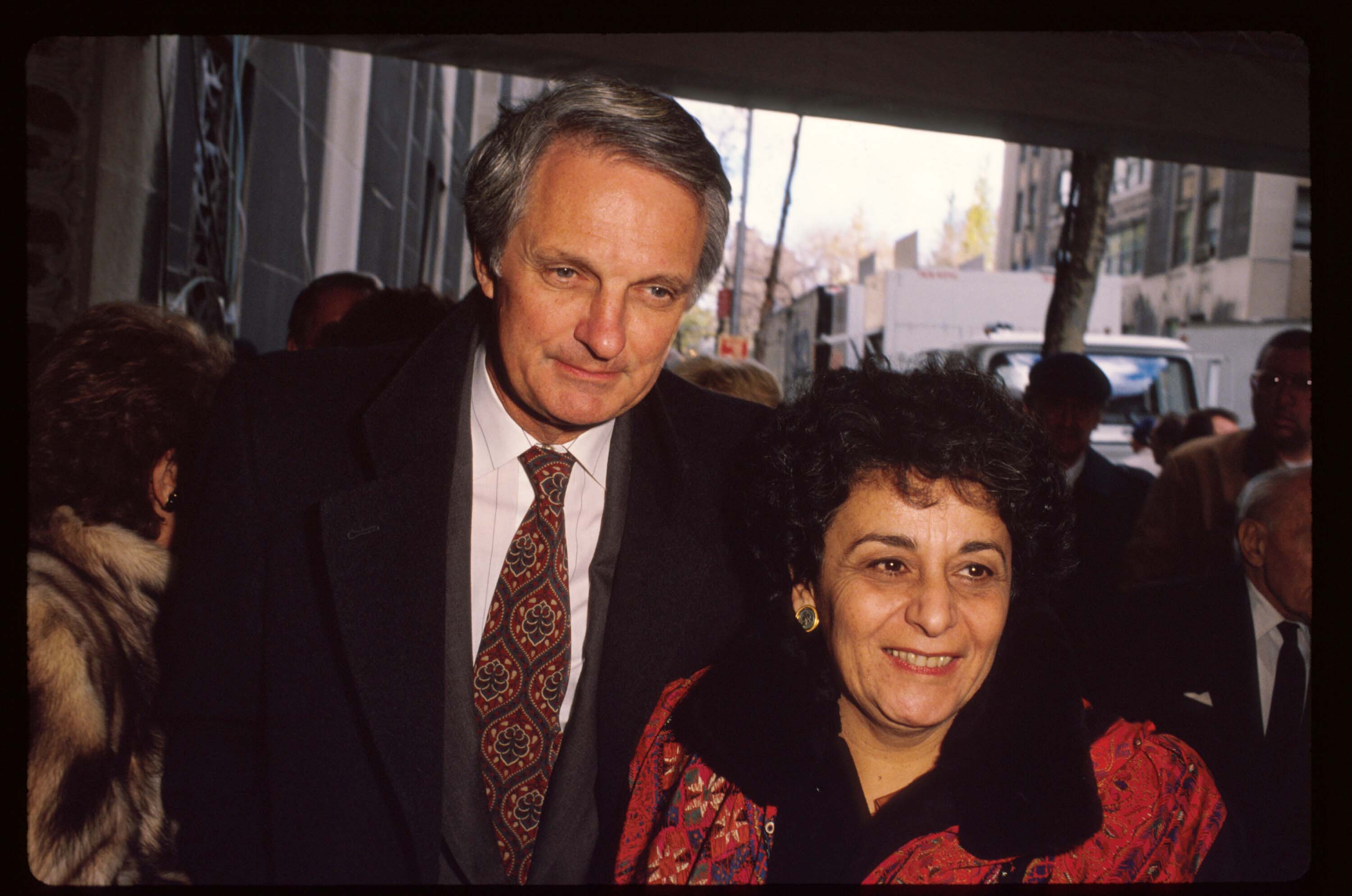 Alan Alda and Arlene Alda pictured at a memorial service for broadcasting executive William Paley, 1990, New York City. | Photo: Getty Images
