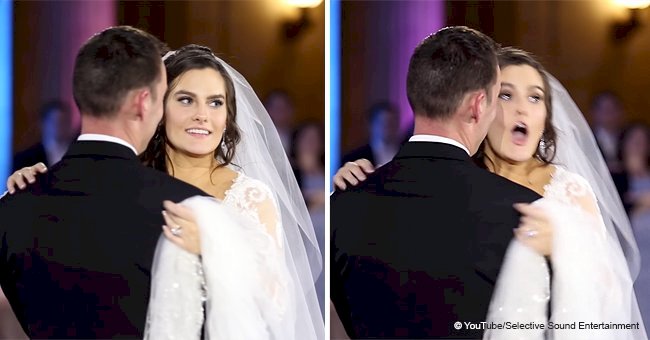 Bride thinks the dance is ruined but groom turns her around and reveals his surprise
