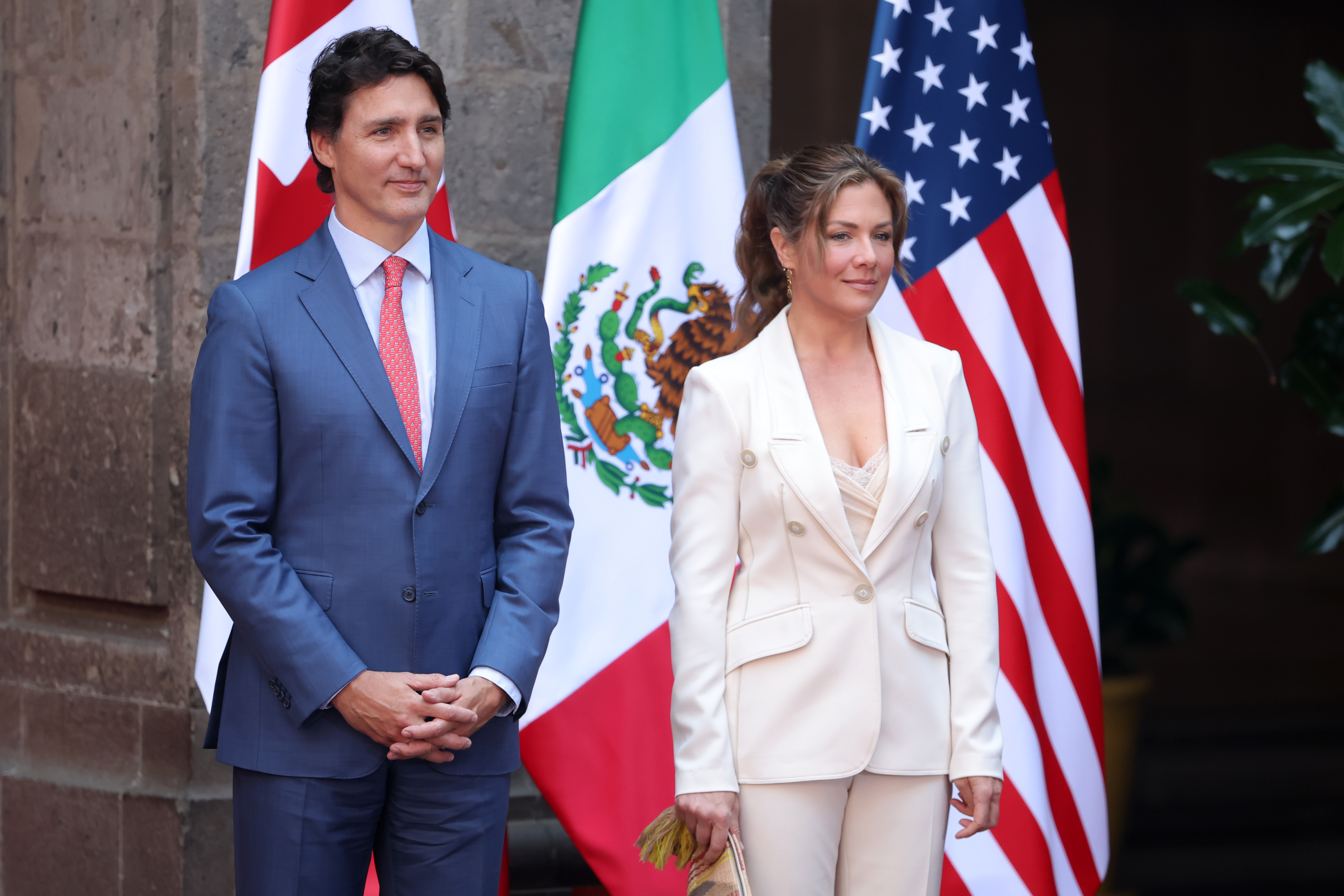 Former Canadian Prime Minister Justin Trudeau and Sophie Trudeau during the welcome ceremony as part of the North American Leaders Summit in Mexico City, Mexico on January 10, 2023. | Source: Getty Images
