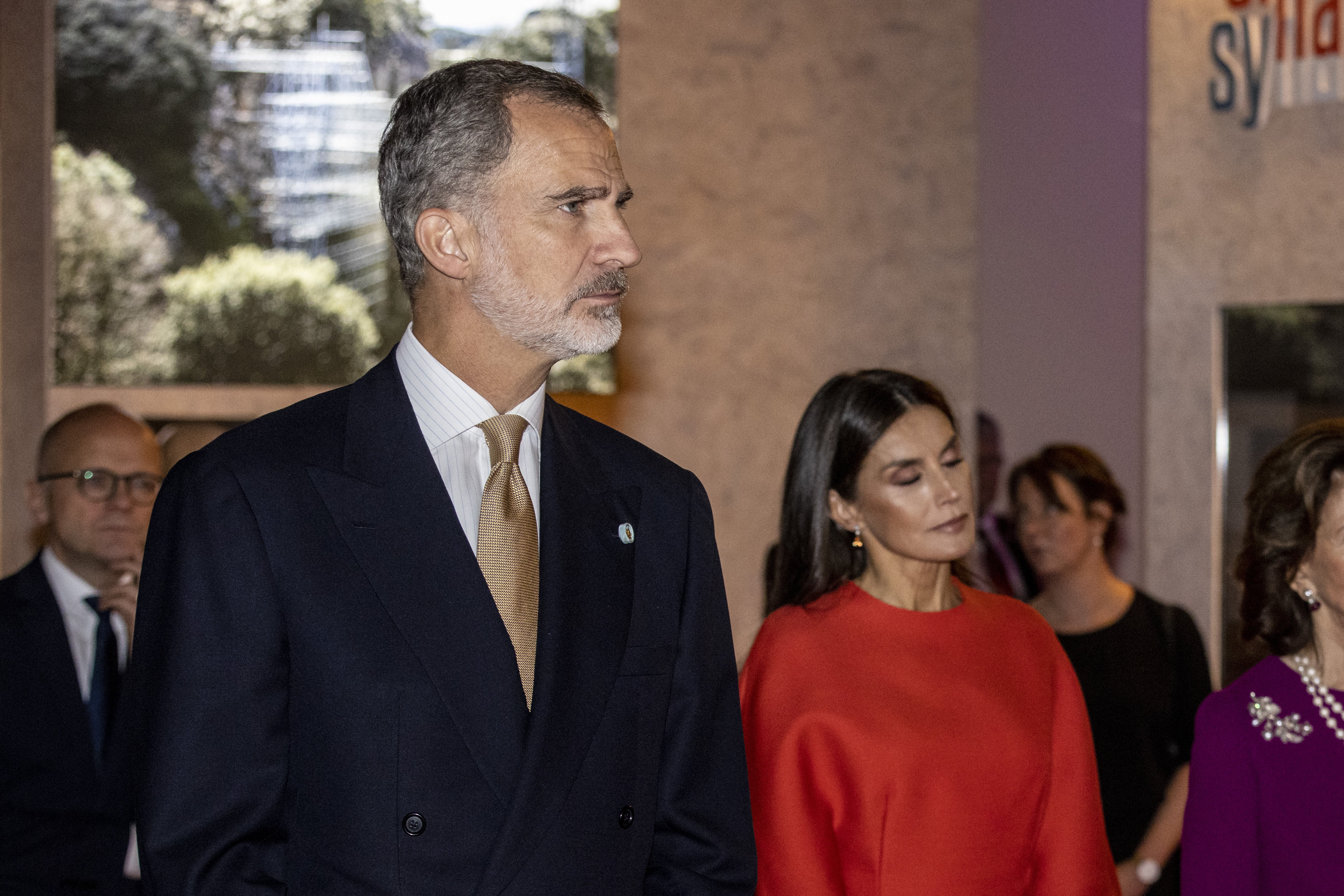 King Felipe VI and Queen Letizia of Spain visiting the Nobel Museum and the special exhibition on Santiago Ramon y Cajal on November 24, 2021 in Stockholm, Sweden. | Source: Getty Images