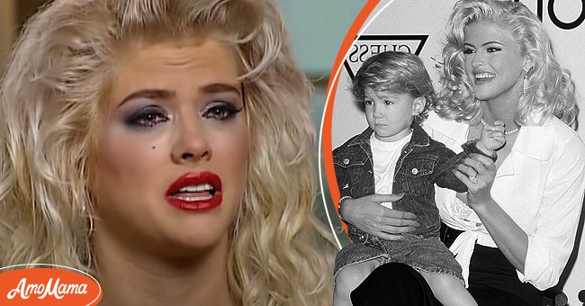 Anna Nicole Smith during her battle for her husband's will. [Left] | Anna Nicole Smith and son Danny during Anna Nicole Smith's Special Appearance For Guess? Sportwear at Bullock's Store on February 20, 1993. [Right] | Photo: Getty Images   youtube.com/ABC News