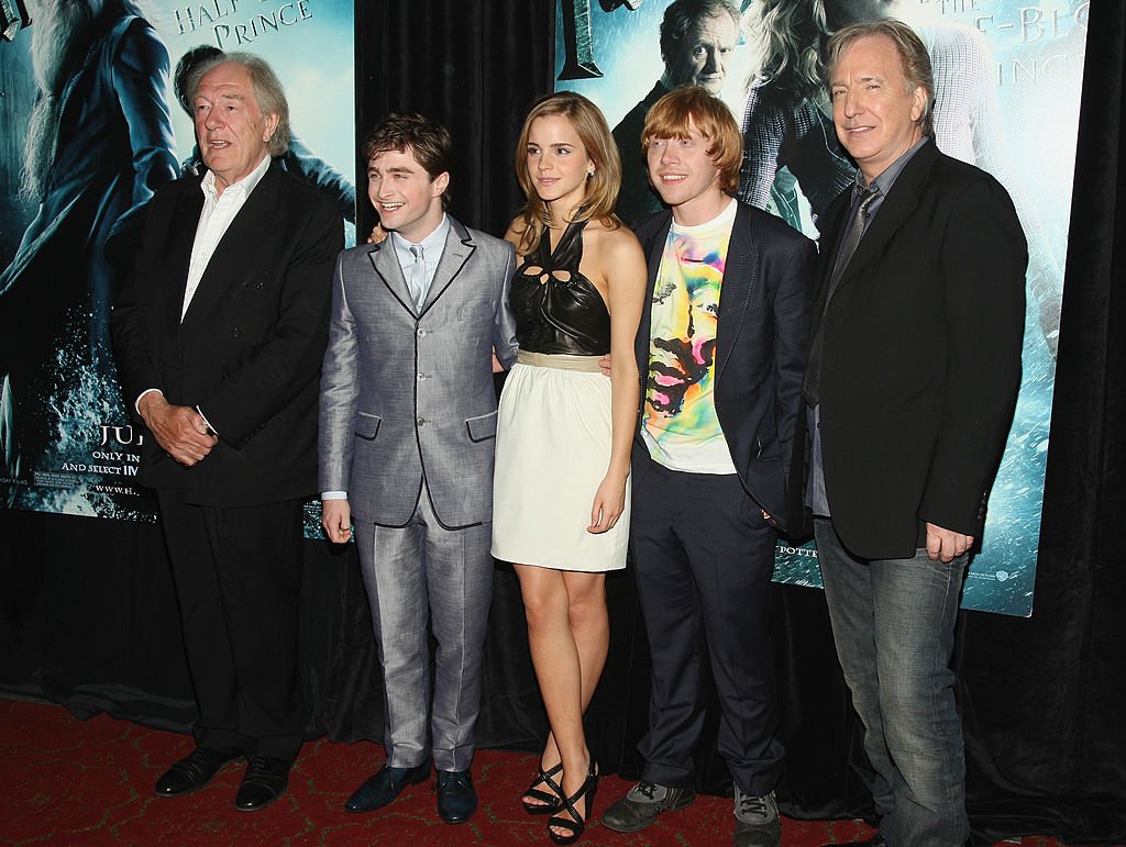Michael Gambon, Daniel Radcliffe, Emma Watson, Rupert Grint and Alan Rickman attend the "Harry Potter and the Half-Blood Prince" premiere at Ziegfeld Theatre on July 9, 2009 in New York City | Photo: Getty Images