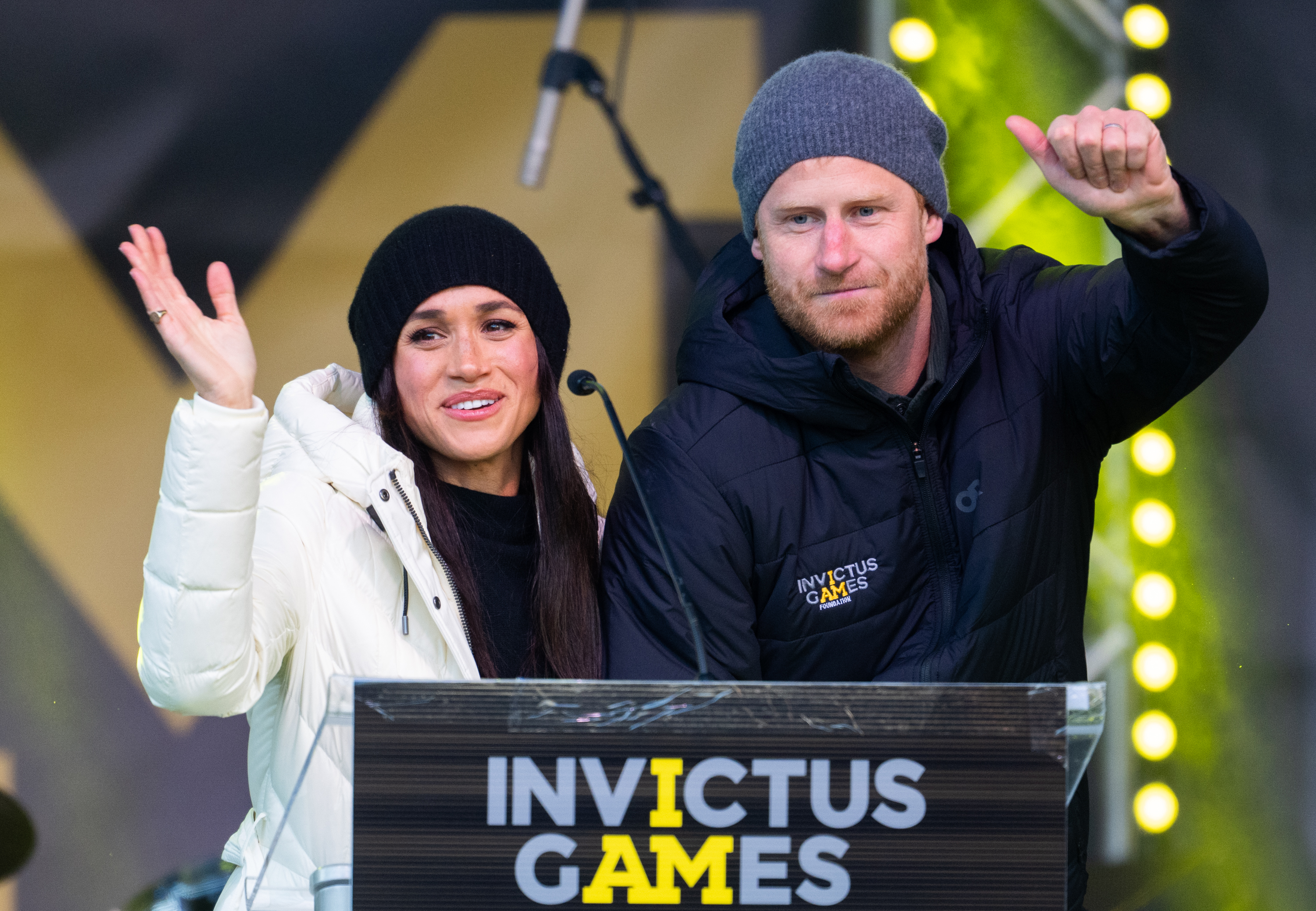 Prince Harry and Meghan Markle after he delivers his remarks at the Invictus Games Vancouver Whistler 2025 Nation Home Welcome Reception in Whistler, Canada, on February 10, 2025 | Source: Getty Images