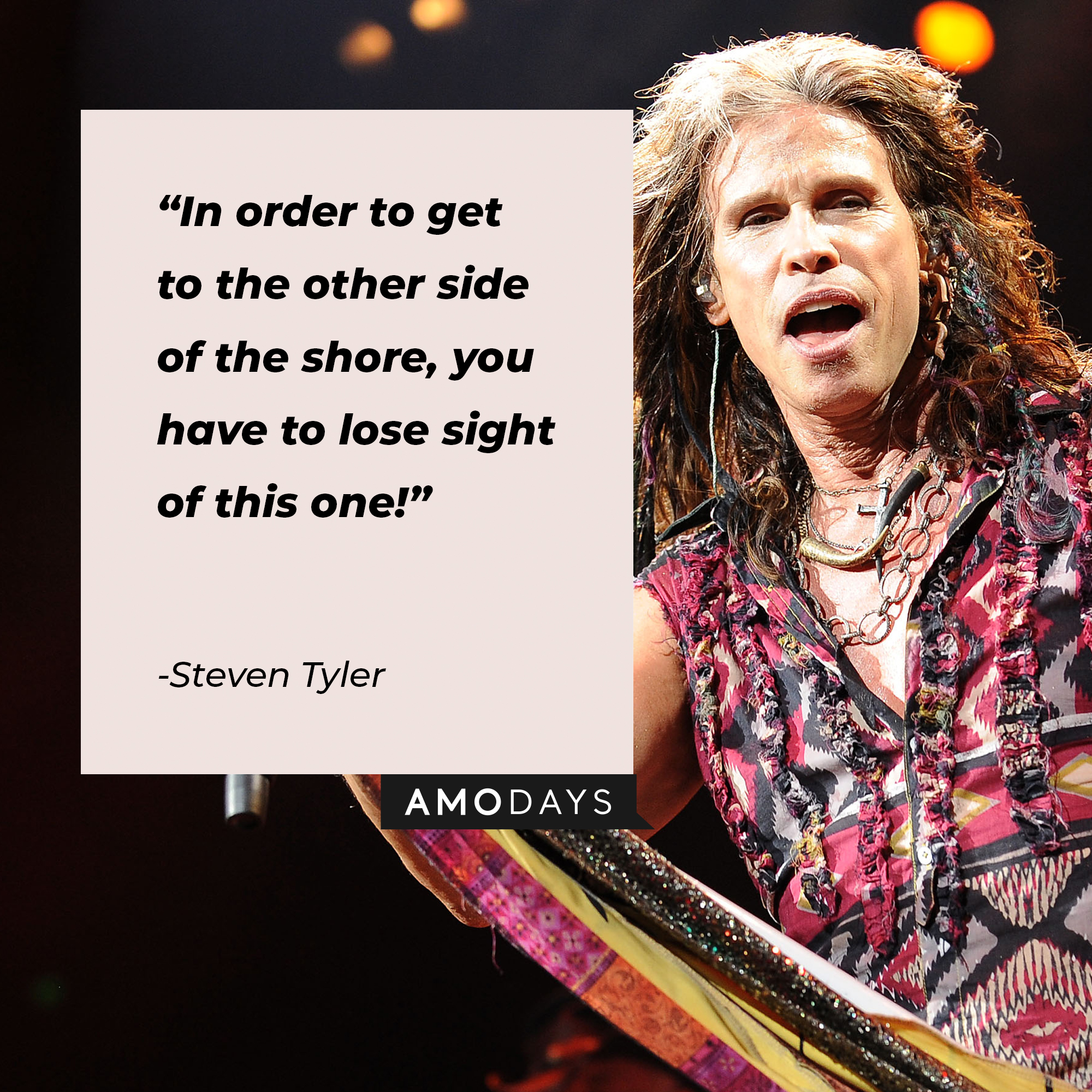 Steven Tyler's quote: "In order to get to the other side of the shore, you have to lose sight of this one!" | Source: Getty Images
