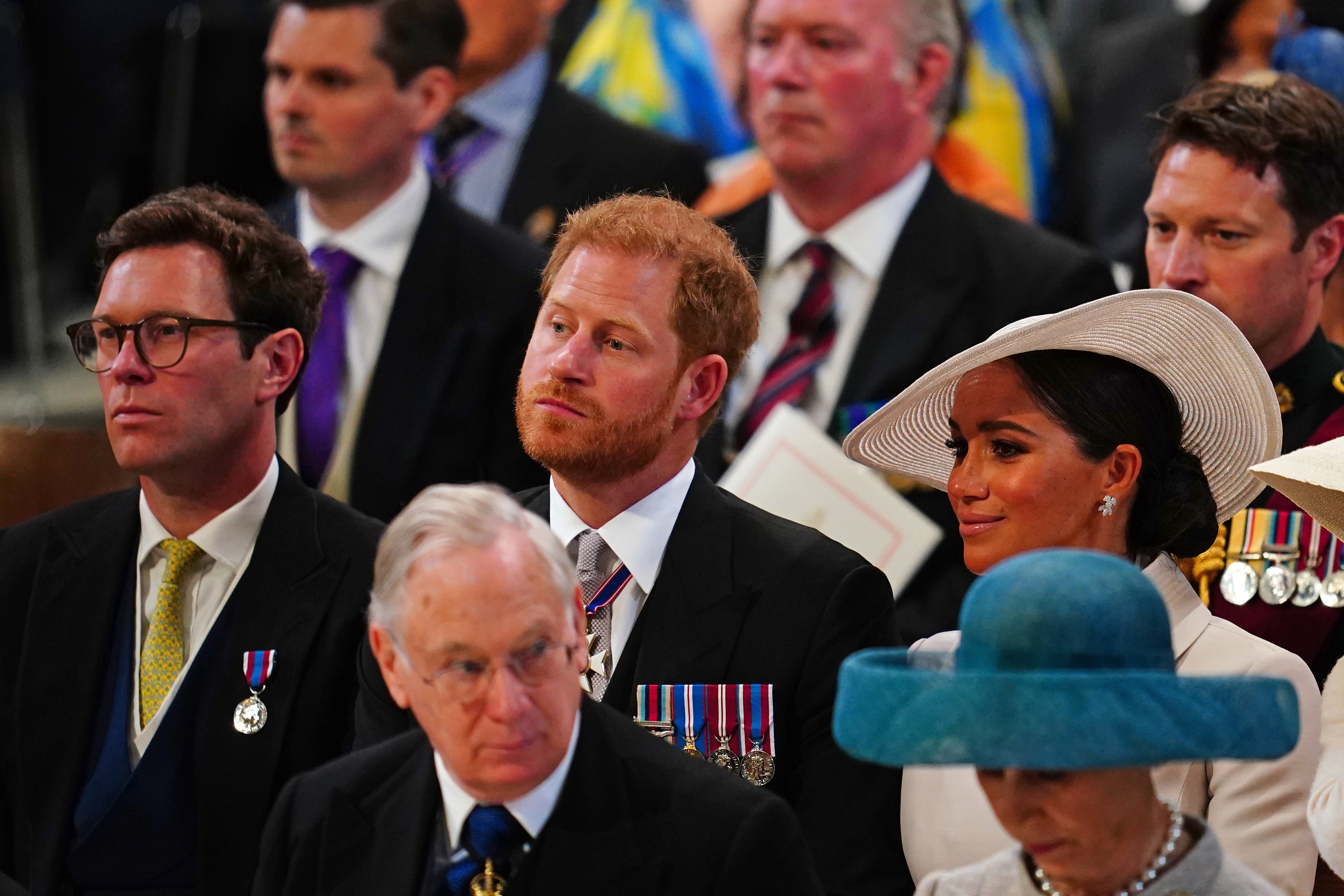 The Duke and Duchess of Sussex during the National Service of Thanksgiving in London at the Queen's Platinum Jubilee celebrations on June 3, 2022. | Source: Getty Images