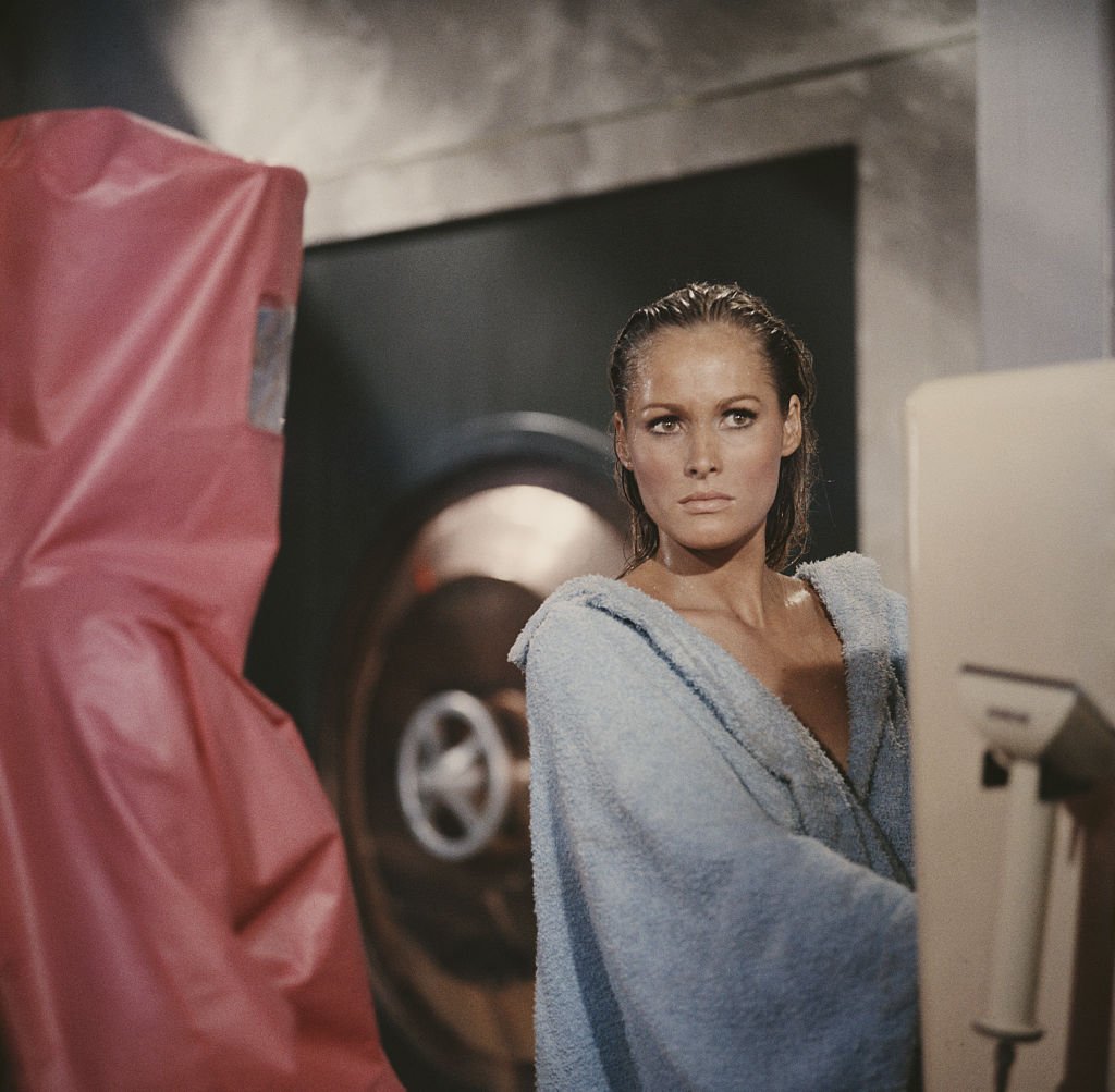 Ursula Andress pictured in character as Honey Ryder in "Dr. No" in 1962. | Source: Getty Images.