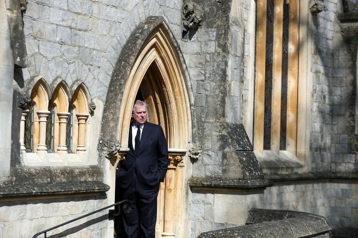 Andrew Mountbatten-Windsor attends Sunday service at the Royal Chapel of All Saints, at Royal Lodge, in Windsor on April 11, 2021 | Source: Getty Images