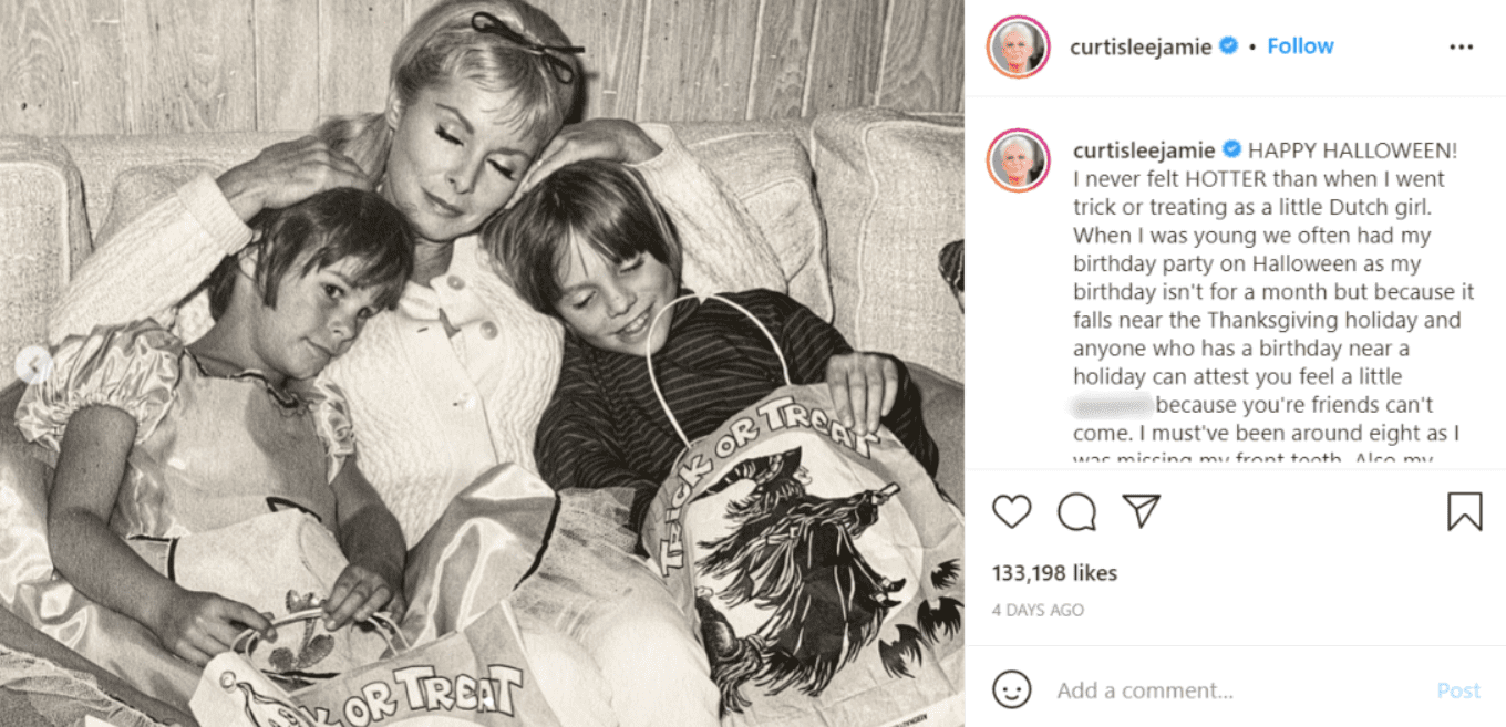 From left: Jamie Lee Curtis rests her head on her mother, actress Janet Leigh, with Jamie's sister Kelly Curtis. | Photo: instagram.com/curtisleejamie