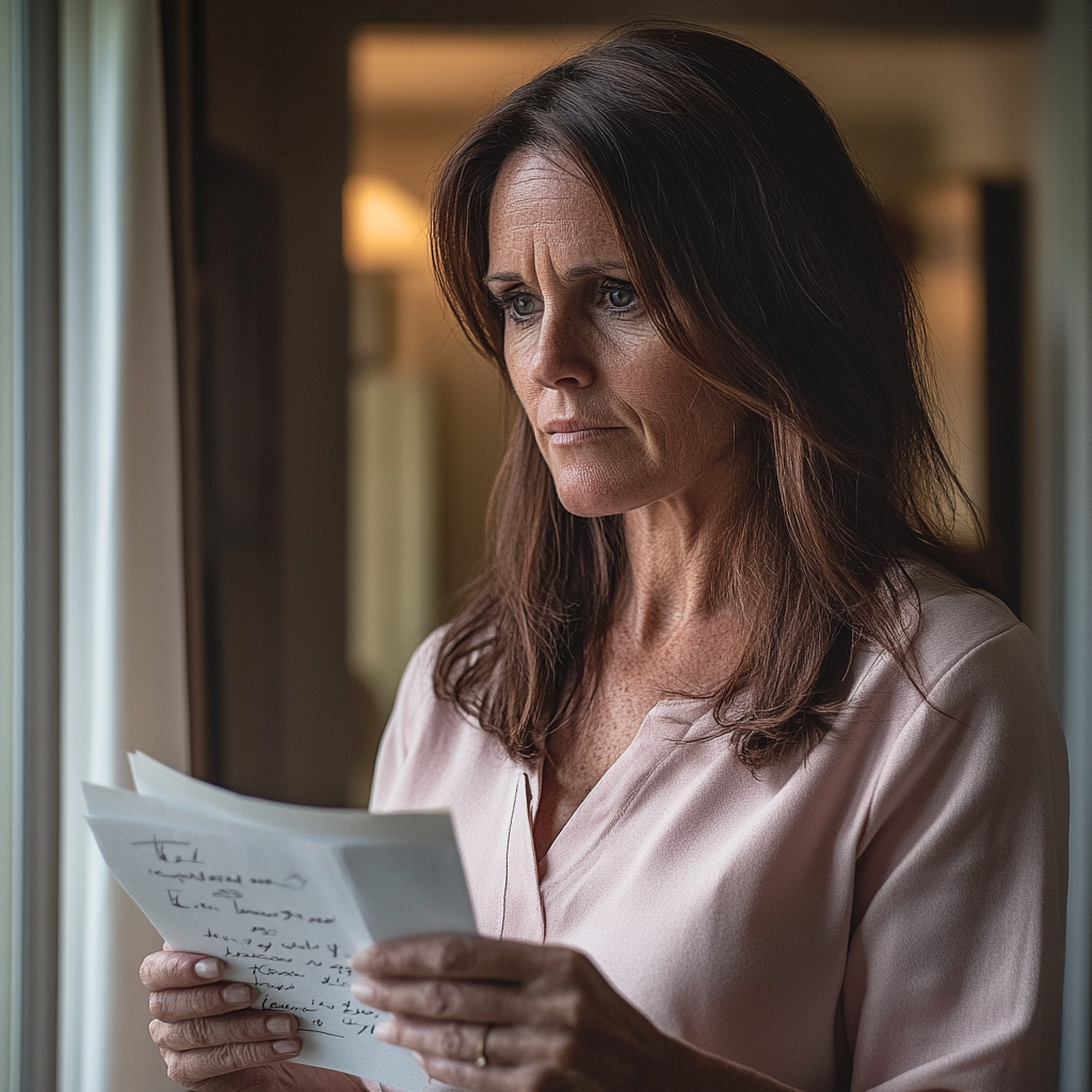 A cleaning lady holding a handwritten note | Source: Midjourney