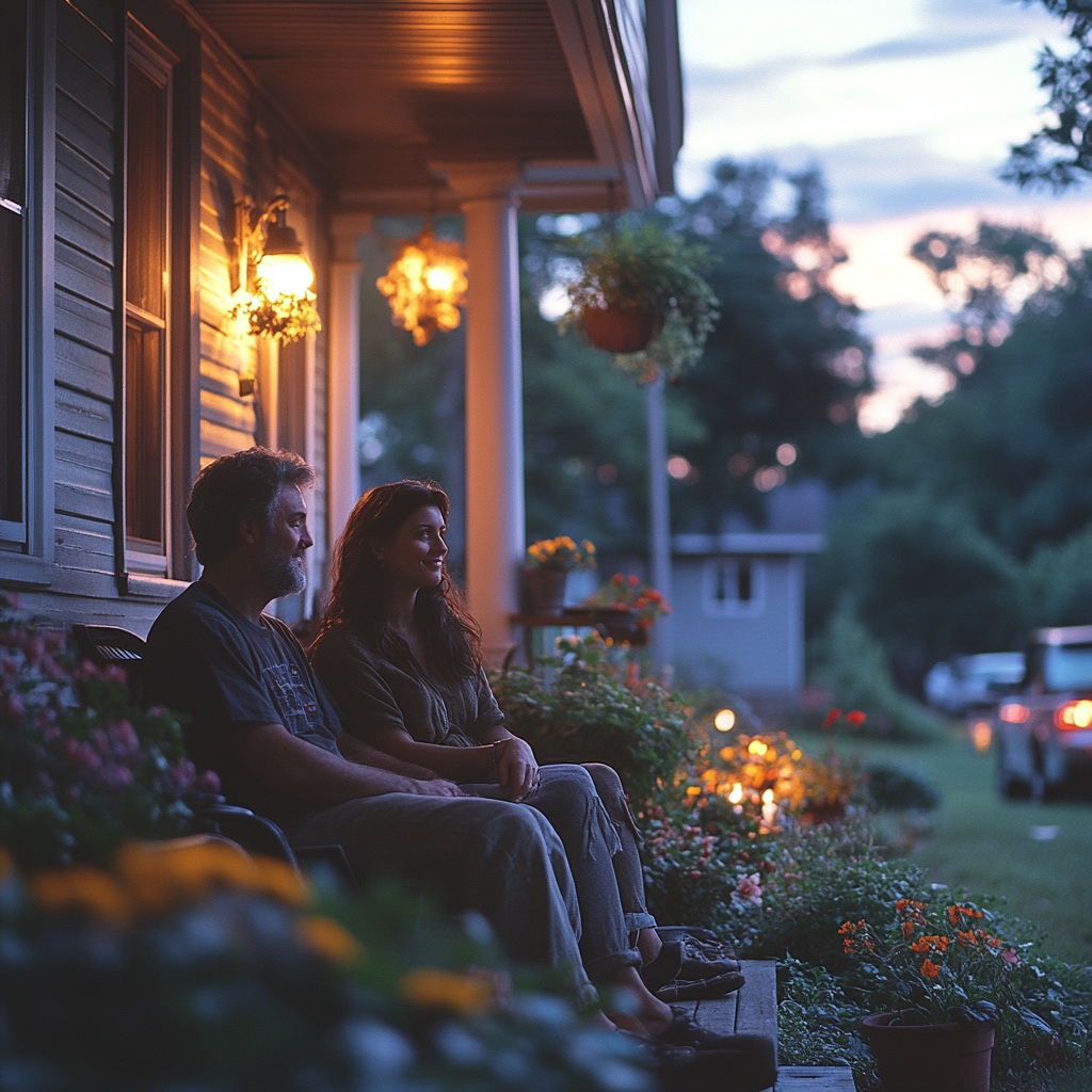 Mark and Lisa on the porch | Source: Midjourney