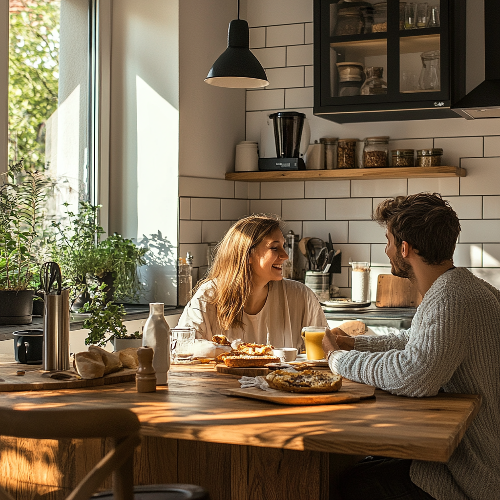 A couple enjoying a meal together | Source: Midjourney