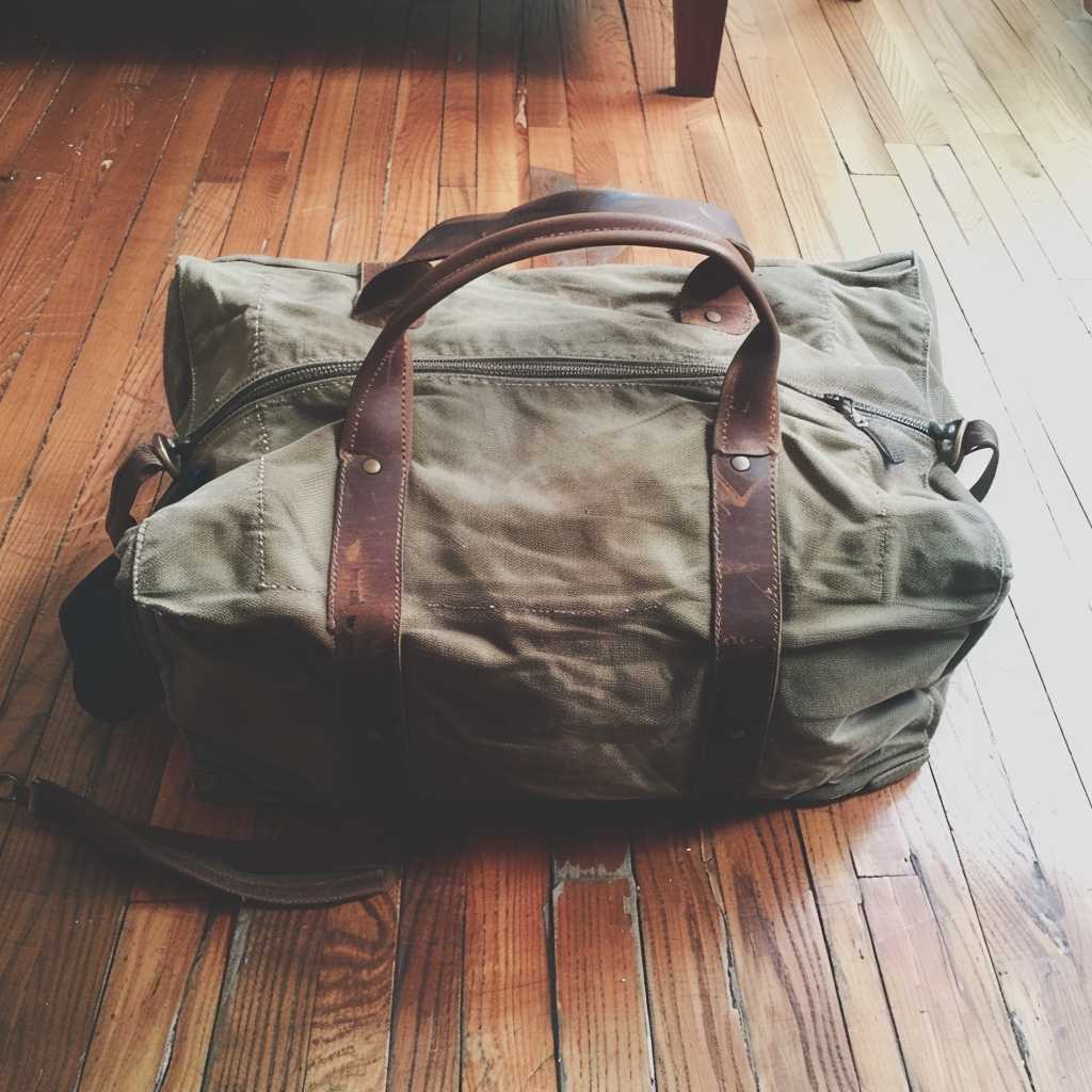 A worn duffel bag on the floor | Source: Midjourney