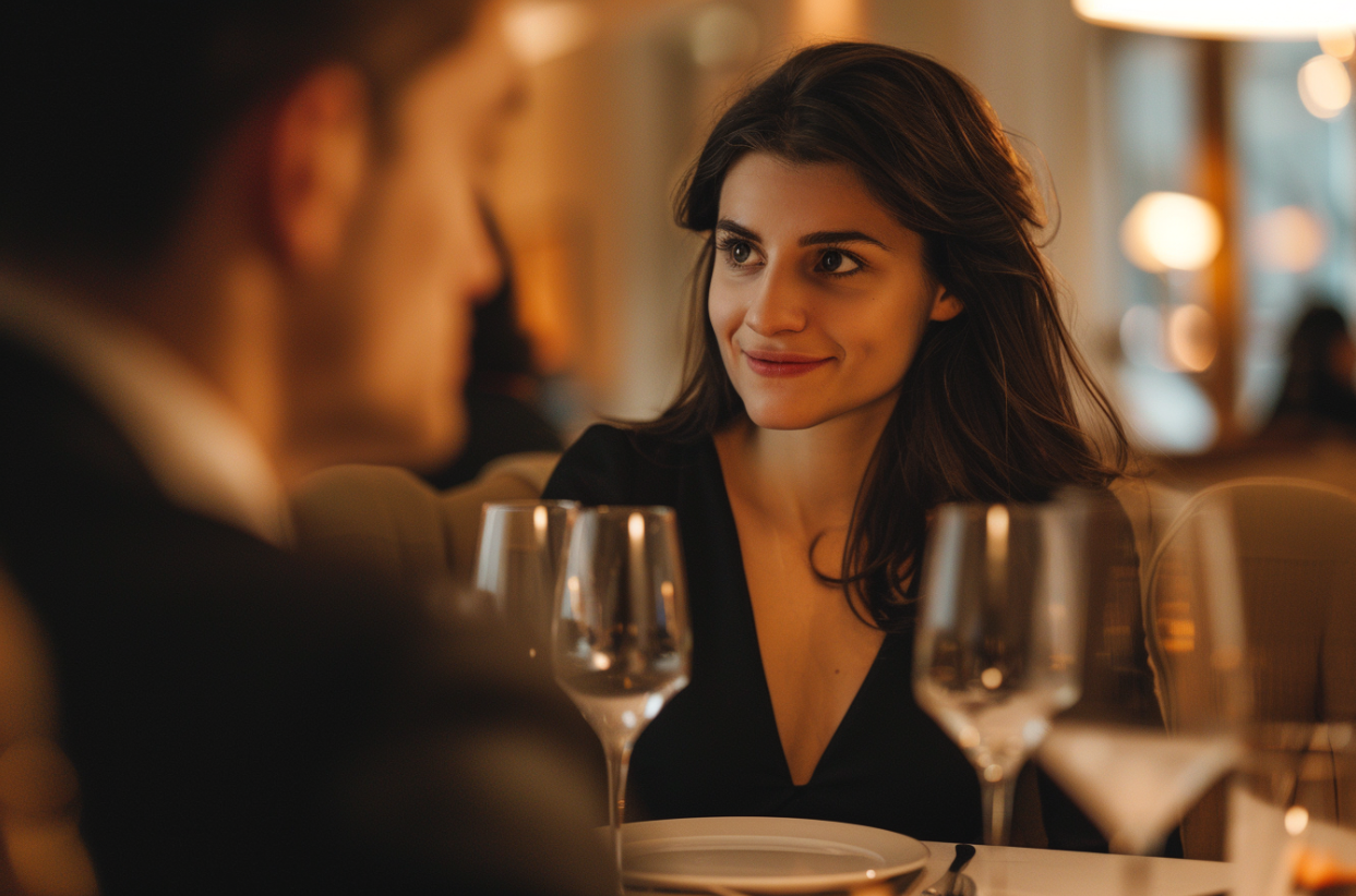 A couple having dinner at a restaurant | Source: Midjourney