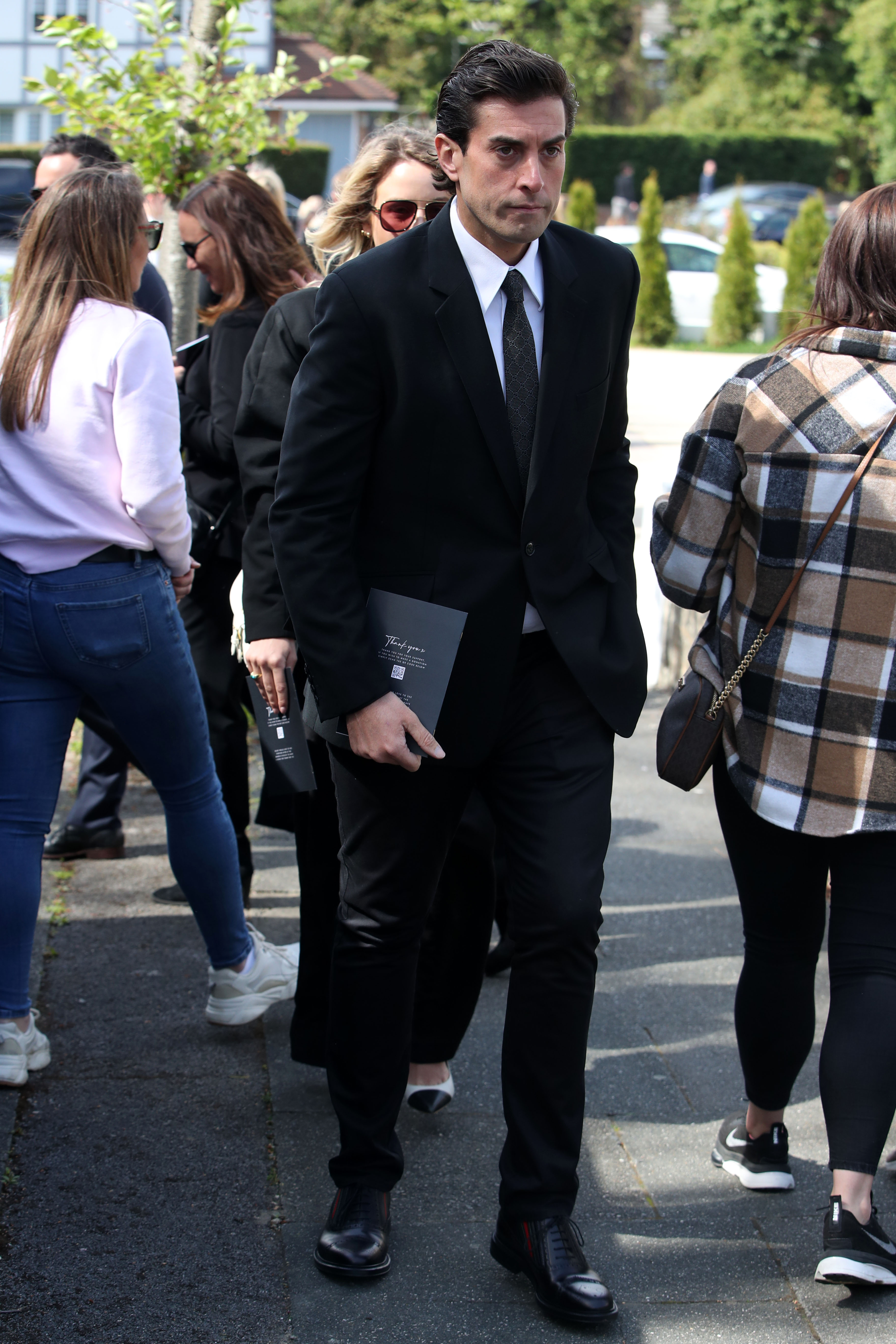 James Argent attends the funeral procession and memorial of Tom Parker from "The Wanted" on 20 April 2022 in Orpington, England. | Source: Getty Images
