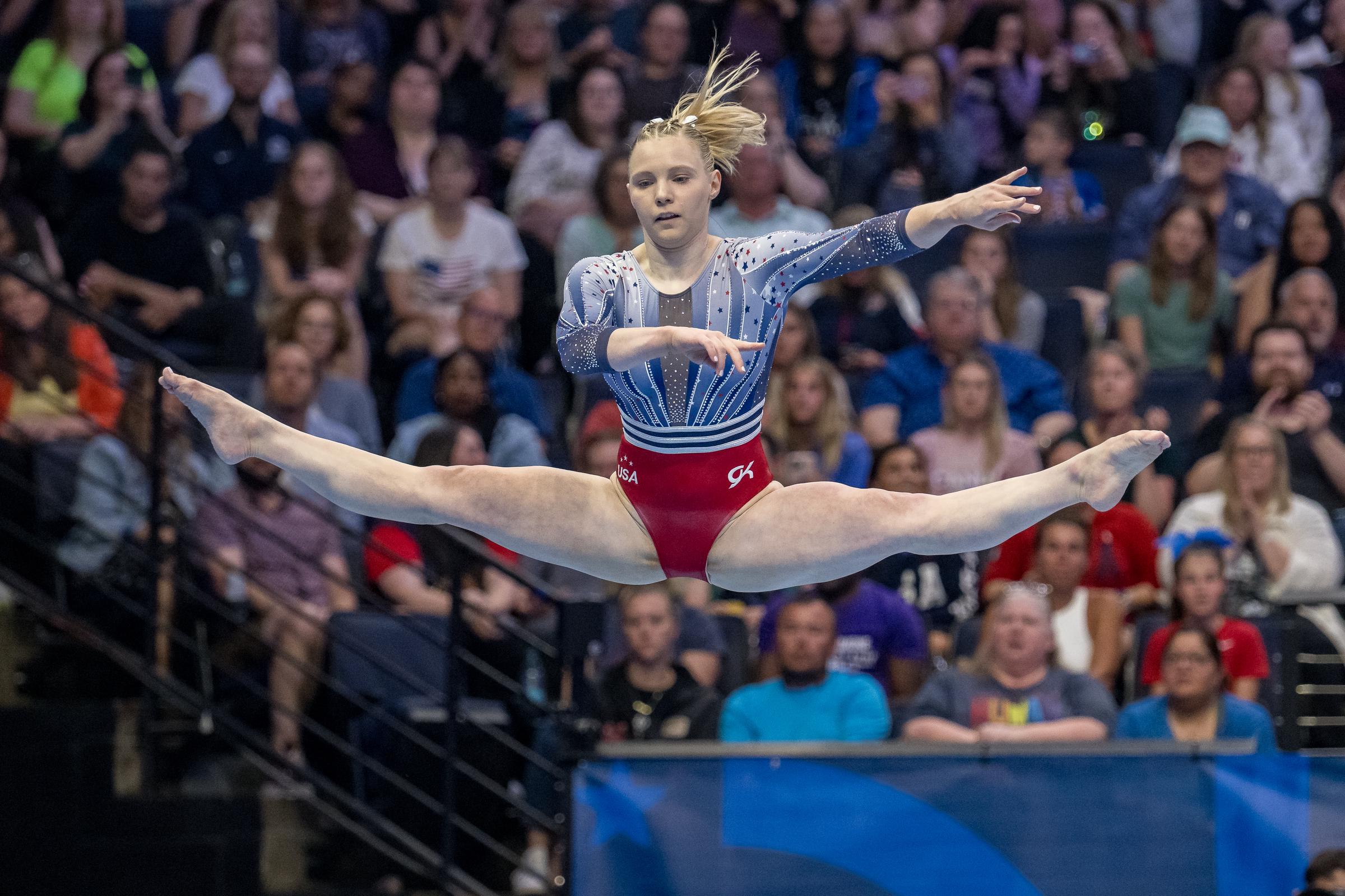 Jade Carey performs at the 2024 U.S.Olympic Team Gymnastics Trials on June 28, 2024 | Source: Getty Images