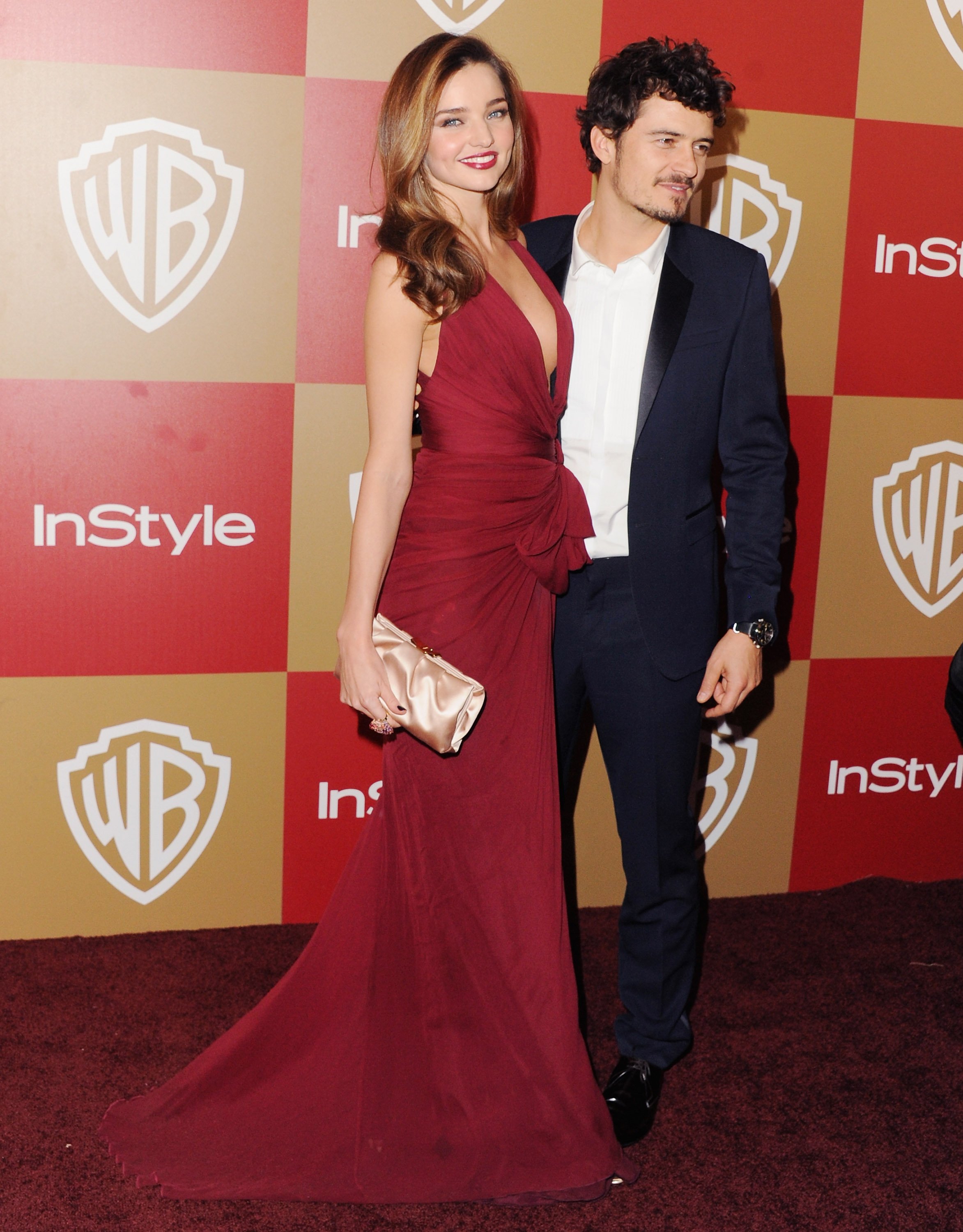 Miranda Kerr und Ehemann Orlando Bloom kommen am 13. Januar 2013 in Beverly Hills, Kalifornien, zur Golden Globe Party von InStyle und Warner Bros. im Beverly Hilton Hotel. | Quelle: Getty Images