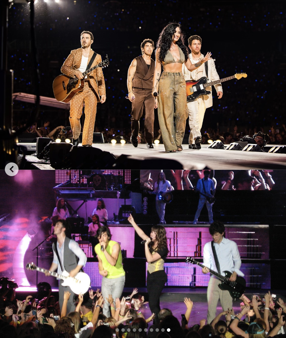 Demi Lovato is seen performing with The Jonas Brothers (now versus then), dated August 12, 2025 | Source: Instagram/ddlovato