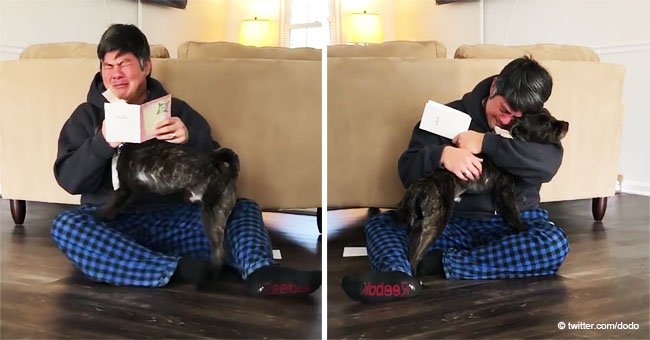 Man bursts out crying when told he can adopt a foster dog that was to be sold as meat