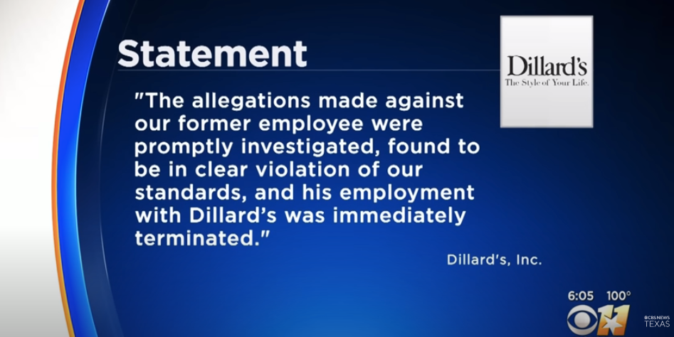 Statement from the Dillard's management | Source: Youtube.com/CBS Texas